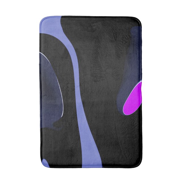 Tapis De Bain Nuit de la Comète : Bleu Abstrait, Violet & Noir (Devant (Vertical))