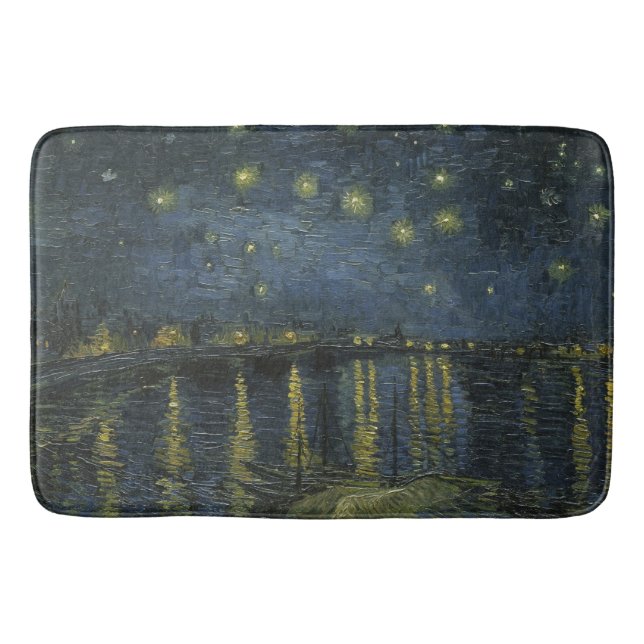 Tapis De Bain Nuit étoilée sur le Rhône, peinture à l'huile Van  (Devant)