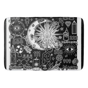 Tapis De Bain Numérologie Chanceuse Manifestation Magique Noir &