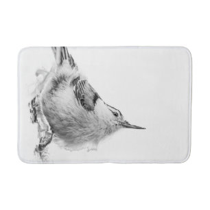 Tapis De Bain Nuthatch, photo d'oiseaux blancs