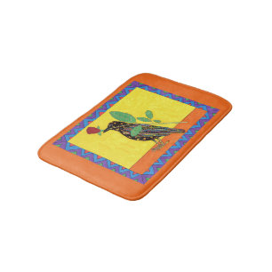 Tapis De Bain Oaxacan Crow & Red Rose Mexican Art