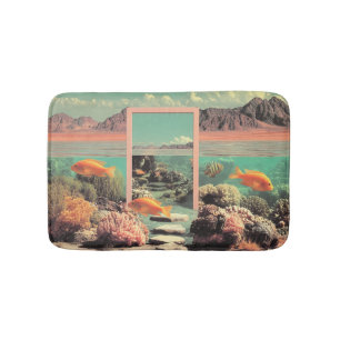 Tapis De Bain Océan surréaliste du désert avec porte