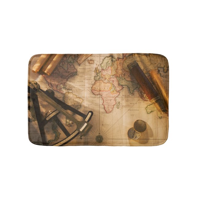 Tapis De Bain Octant, boussole et télescope sur la carte (Devant)