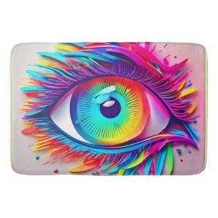 Tapis De Bain Œuvre d'art abstraite d'œil néon vibrant