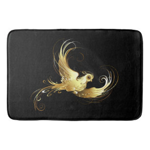 Tapis De Bain Oiseau d'or sur Arrière - plan noir