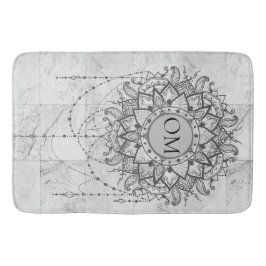 Tapis De Bain OM Mandala sur le marbre d'argent