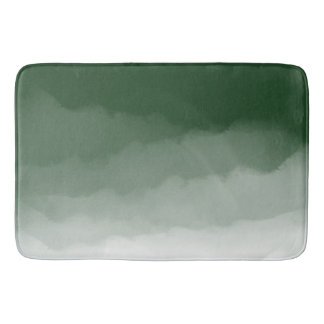 Tapis De Bain Ombre d'aquarelle verte de la forêt (vert/blanc)