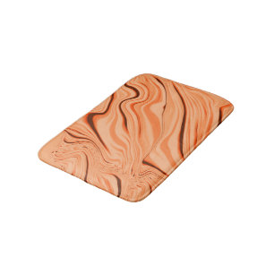Tapis De Bain Ondes dans les tons orange, cylindre marron incurv