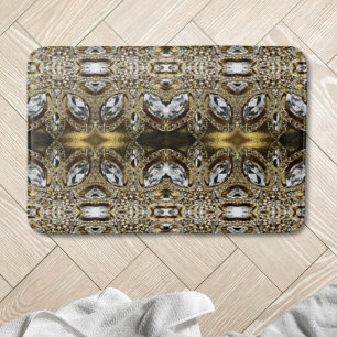 Tapis De Bain or gris argenté et motif art déco noir