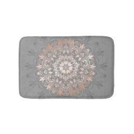 Tapis De Bain Or Gris Et Rose | Floral Mandala