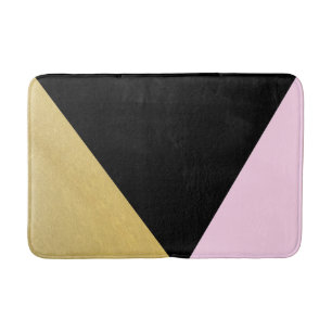 Tapis De Bain Or Noir & Rose Bloc de Couleur Mod Glam Triangles