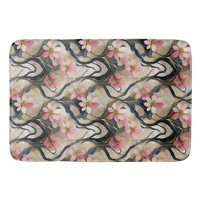 Tapis De Bain Or rose floral japonais (Devant)