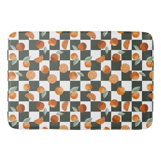 Tapis De Bain Orange Bliss Dark Turquoise Checkers (Devant)