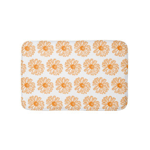 Tapis De Bain Orange Daisy Flower Print, Vintage motif floral