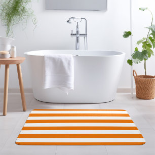 Tapis De Bain Orange et blanc   Couleurs modifiables
