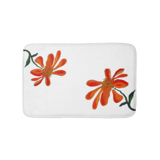Tapis De Bain Orange flower by Lydia's Art Sangria
