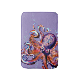 Tapis De Bain Orange octopus et violet