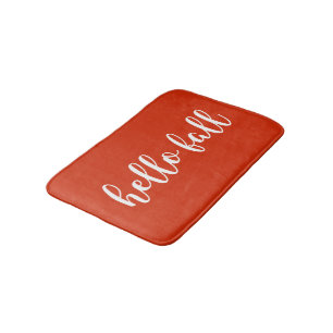 Tapis De Bain Orange-Rouge Hello Automne Blanc Typographie moder