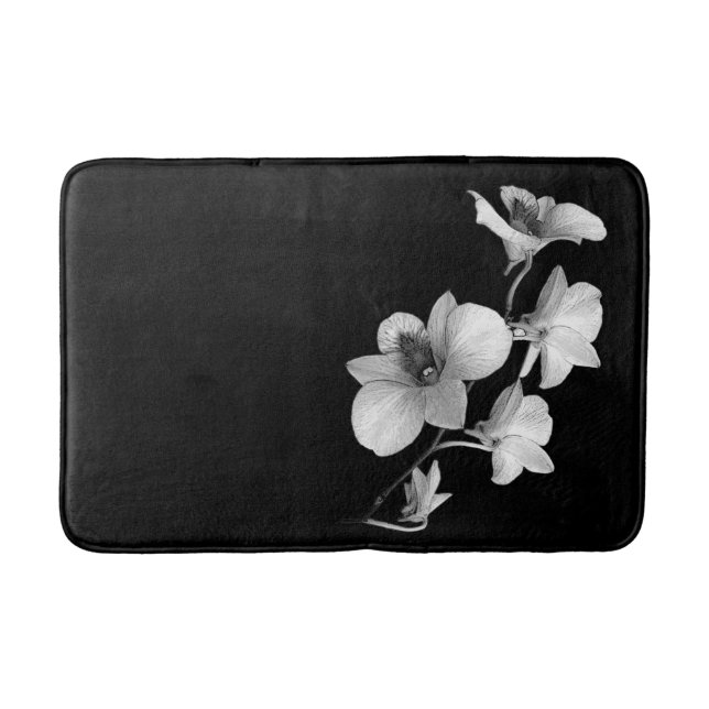 Tapis De Bain Orchidée blanche sur chaume noire (Devant)