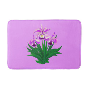 Tapis De Bain Orchidées sauvages - Orchidées violettes et feuill