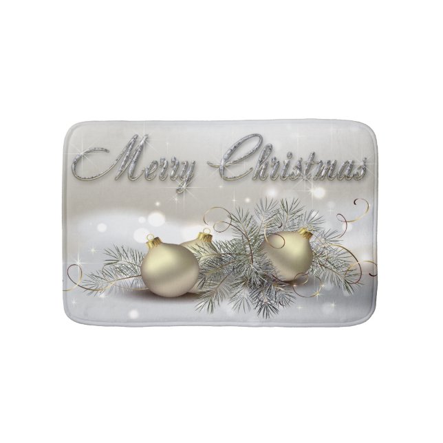 Tapis De Bain Ornements de Noël Gold & Silver Shimmer (Devant)