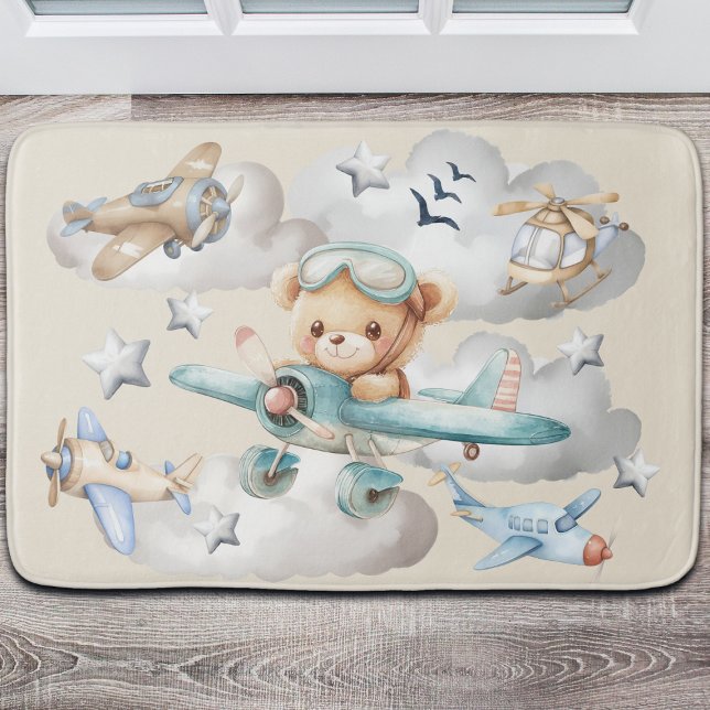 Tapis De Bain Ours en peluche du pilote personnalisé (Créateur téléchargé)