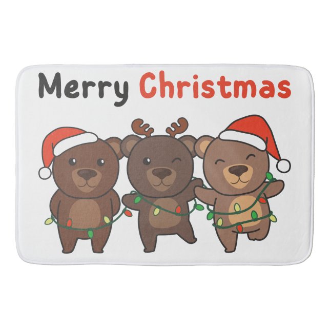 Tapis De Bain Ours Noël Animaux Ours Joyeux Noël (Devant)