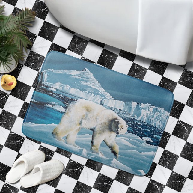 Tapis De Bain Ours polaire arctique bleu (Créateur téléchargé)