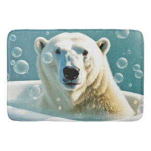 Tapis De Bain Ours Polaire Dans La Baignoire À Bulles