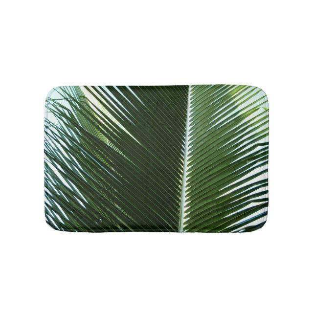 Tapis De Bain Overlapping Palm Fronds Tropical Green Abstract (Devant)