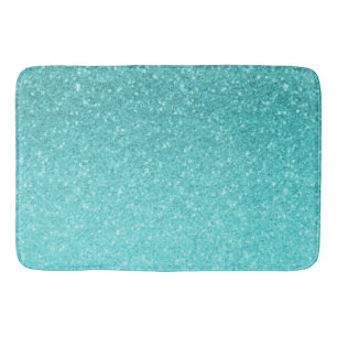 Tapis De Bain Paillettes Bleu Aqua Glamour Féminin Sirène