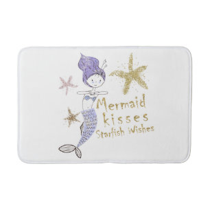 Tapis De Bain Paillettes d'Or Violet Sirène de Vœux Baisers d'Ét