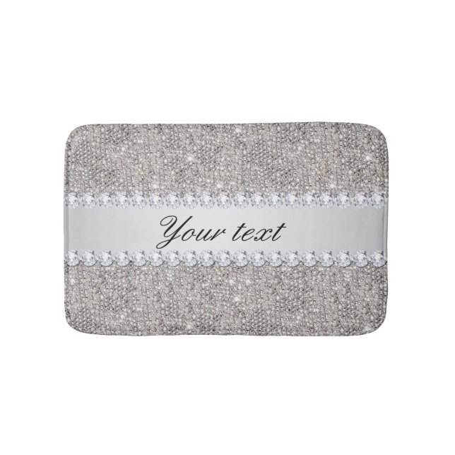 Tapis De Bain Paillettes et diamants argentés de Faux (Devant)