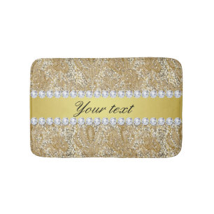 Tapis De Bain Paillettes et diamants fascinants d'or de Faux