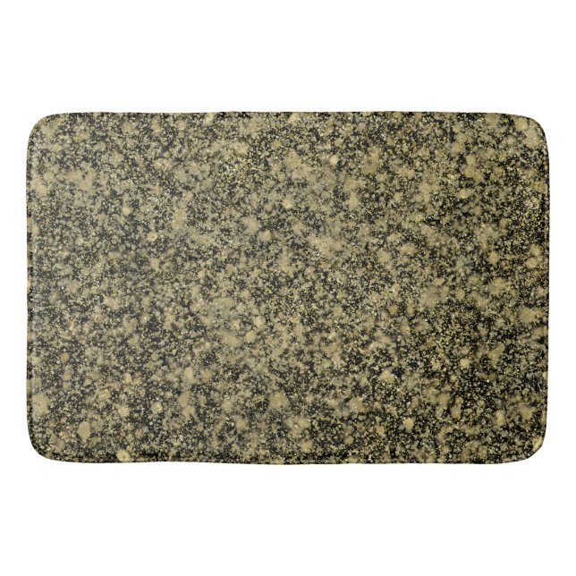 Tapis De Bain Paillettes scintillantes noires et dorées (Devant)