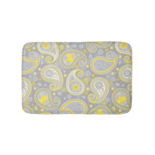 Tapis De Bain Paisley motif jaune et gris élégant