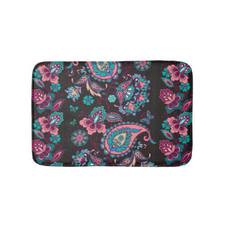 Tapis De Bain Paisley Stripe : Noir Décoratif Sans Seamless