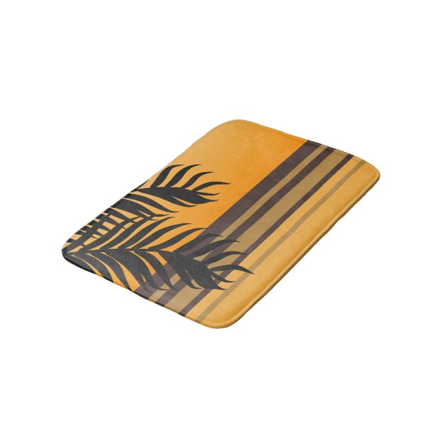 Tapis De Bain Palm Feuille et Orange Ocean Sunset Stripes (Angle)