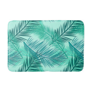 Tapis De Bain Palm Leaf Print, Turquoise, Turquoise et Aqua