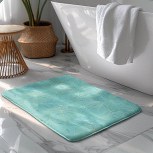 Tapis De Bain Palme tropicale bleu clair motif feuille