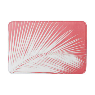Tapis De Bain Palmette - blanc sur le rose de corail