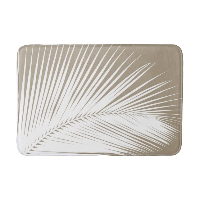 Tapis De Bain Palmette - blanc sur le taupe bronzage (Devant)