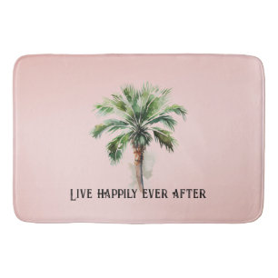 Tapis De Bain Palmier Tropical Rose-Brut