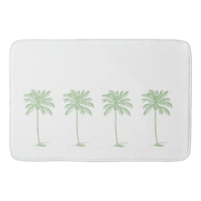 Tapis De Bain Palmiers côtiers verts et blancs (Devant)