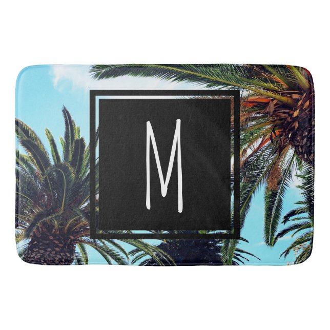Tapis De Bain Palmiers des îles tropicales et lettre initiale (Devant)