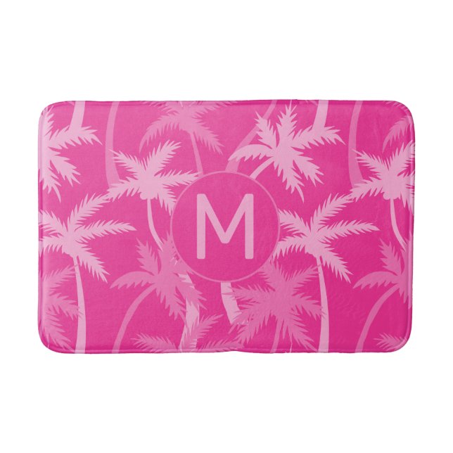 Tapis De Bain Palmiers roses chauds Monogrammes tendance (Devant)