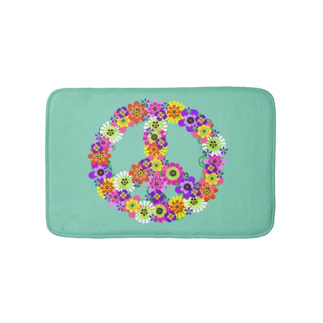 Tapis De Bain Panneau de paix Floral sur Aqua (Devant)