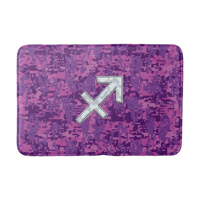 Tapis De Bain Panneau Zodiac Pearl Sagittarius Fuchsia Camo numé (Devant)