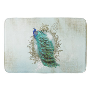 Tapis De Bain Paon de compagnon de Bath, turquoise, cru,