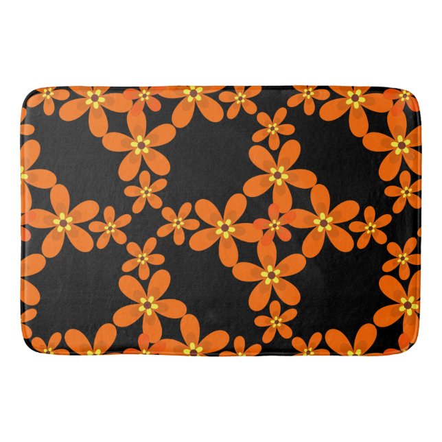 Tapis De Bain papier peint rétro orange 1970 (Devant)
